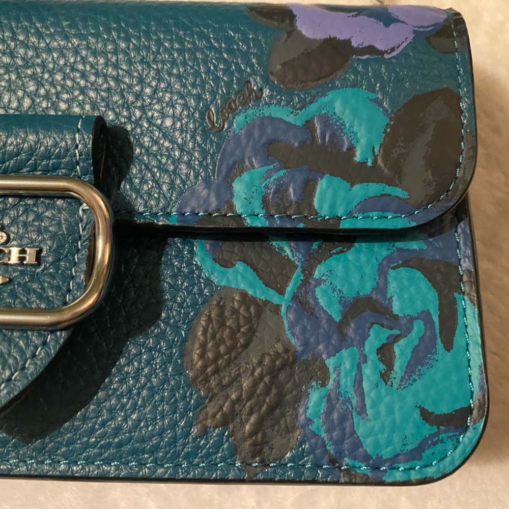 *SOLD* COACH Morgan Crossbody Turquoise with Jumbo Floral Print - Picture 6 of 14